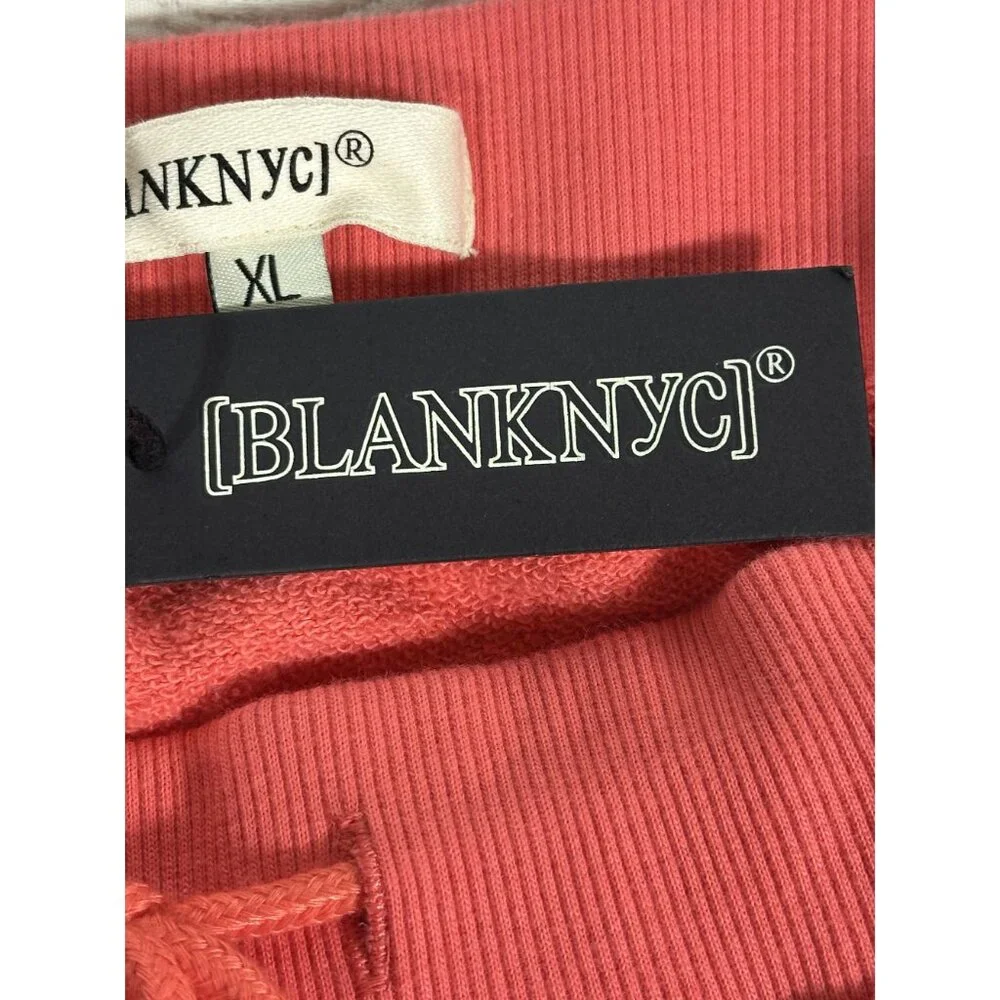 BLANKNYC Cotton Terry Drawstring Frayed Hem‎ Salmon Shorts NWT Size XL